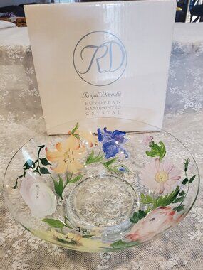 Royal Danube Hand Painted Floral Crystal Bowl